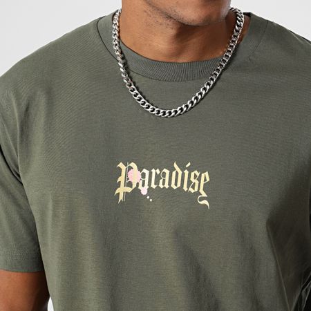 Luxury Lovers - Camiseta Oversize Grande Paradise Roses Ropa Caqui Verde