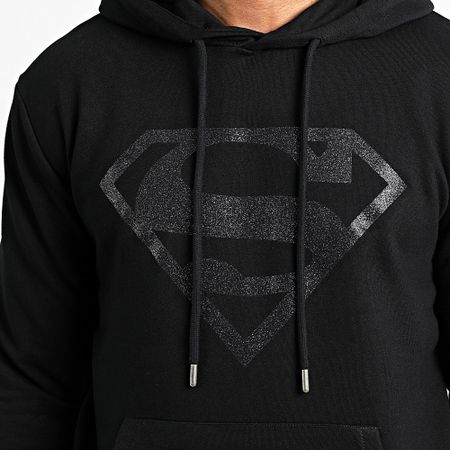 DC Comics - Sudadera con capucha Superman Logo Glitter Negro