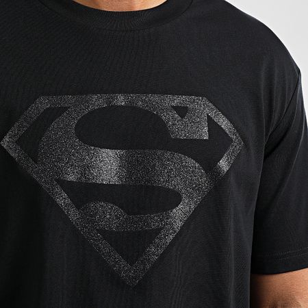 DC Comics - Oversize Glitter Logo Superman Tee Negro