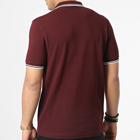 Fred Perry - Polo Manga Corta Doble Punta M3600 Burdeos Blanco