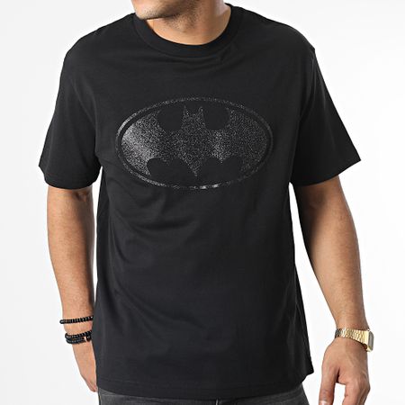 DC Comics - Camiseta oversize logo purpurina grande Batman negro