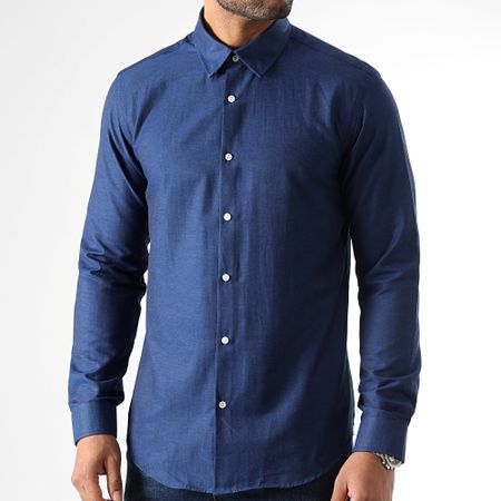 LBO - Camisa de manga larga 2897 Azul marino jaspeado