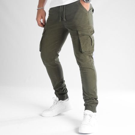 John H - XQ05 Pantalones Cargo Caqui Verde