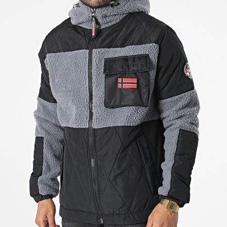 Geographical Norway - Ursam Gris Negro Chaqueta con capucha de forro polar