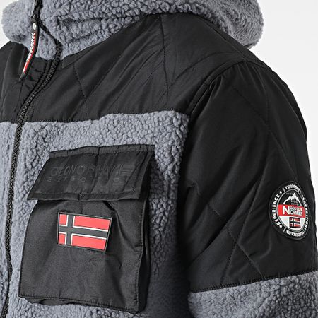 Geographical Norway - Ursam Gris Negro Chaqueta con capucha de forro polar