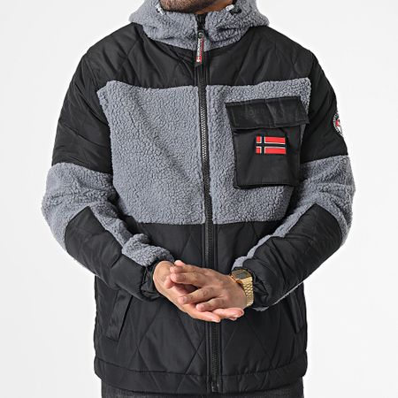 Geographical Norway - Ursam Gris Negro Chaqueta con capucha de forro polar