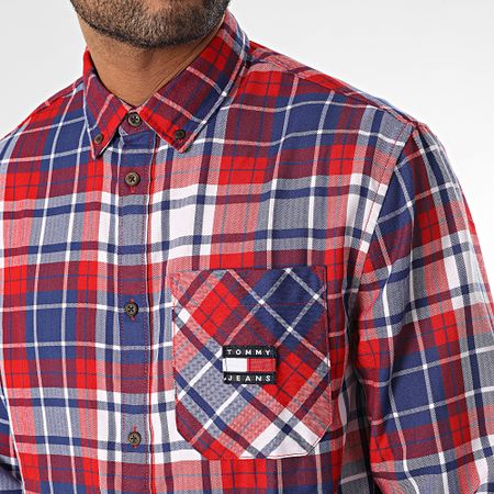 Tommy Jeans - Camisa relajada de manga larga de franela 5404 Azul Roja