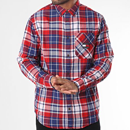 Tommy Jeans - Camisa relajada de manga larga de franela 5404 Azul Roja