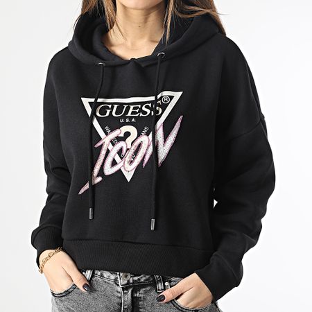 Guess - Sudadera con capucha para mujer W3RQ03-KB683 Negro