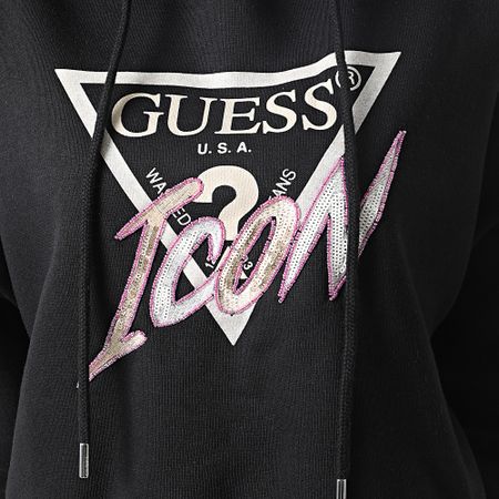 Guess - Sudadera con capucha para mujer W3RQ03-KB683 Negro