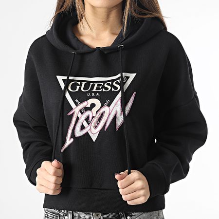 Guess - Sudadera con capucha para mujer W3RQ03-KB683 Negro