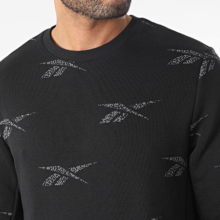 Reebok - HM9322 AOP Sudadera cuello redondo Negro