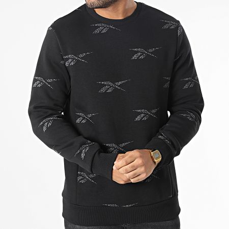 Reebok - HM9322 AOP Sudadera cuello redondo Negro