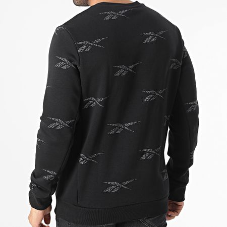Reebok - HM9322 AOP Sudadera cuello redondo Negro