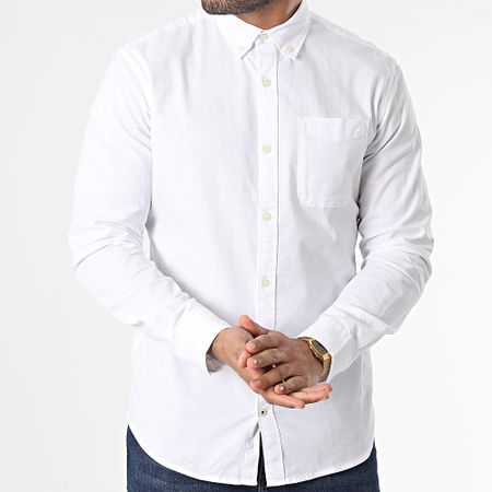 Jack And Jones - Camisa Oxford Manga Larga Blanca