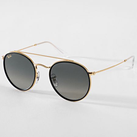 Ray-Ban - Gafas de sol redondas de doble puente RB3647N Gris degradado Oro