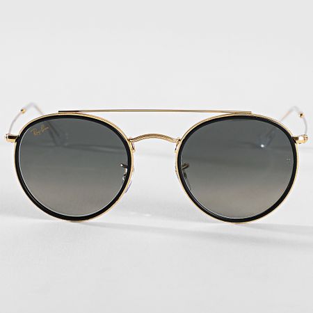 Ray-Ban - Gafas de sol redondas de doble puente RB3647N Gris degradado Oro