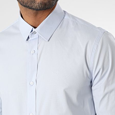 Calvin Klein - Camisa de popelina de manga larga 0856 Azul claro