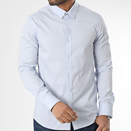 Calvin Klein - Camisa de popelina de manga larga 0856 Azul claro