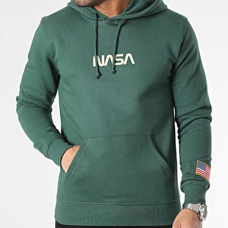 NASA - Sudadera con capucha Born In USA Flag Verde Beige
