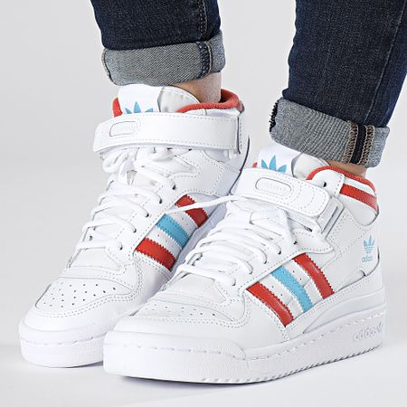 Adidas Originals - Zapatillas Forum Mid Mujer HQ1952 Nube Blanco Rojo Azul