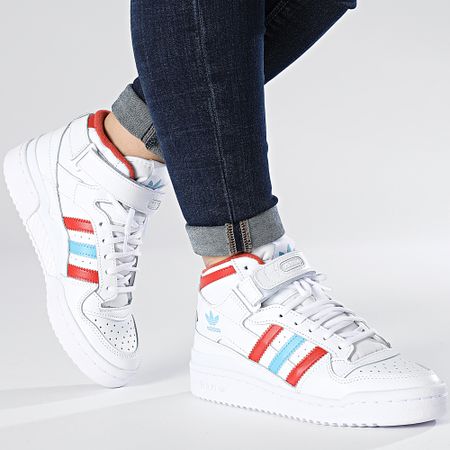 Adidas Originals - Zapatillas Forum Mid Mujer HQ1952 Nube Blanco Rojo Azul