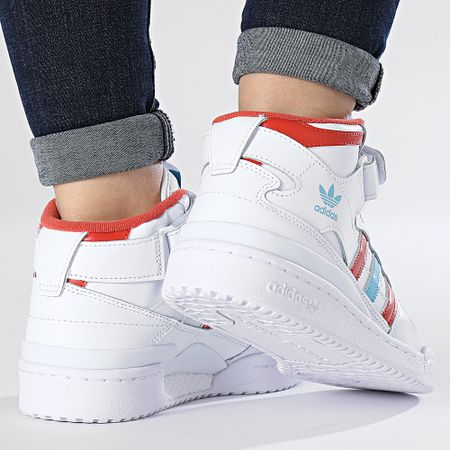 Adidas Originals - Zapatillas Forum Mid Mujer HQ1952 Nube Blanco Rojo Azul
