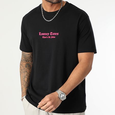 Looney Tunes - Oversize Camiseta Angry Bugs Bunny Negro Rosa Fluo