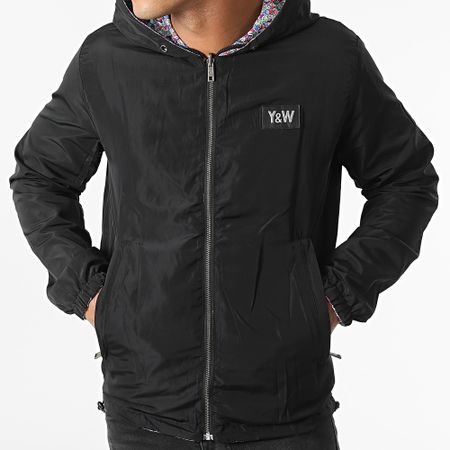 Y et W - Uzy Chaqueta con capucha y cremallera Negro Blanco Reversible