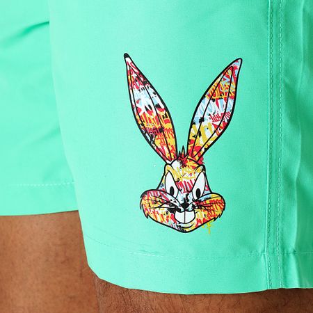 Looney Tunes - Shorts de baño Bugs Bunny Graff Verde Pastel
