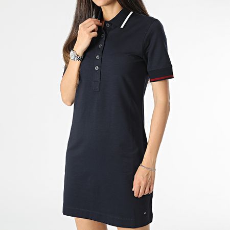 Tommy Hilfiger - Vestido Polo Mujer Manga Corta Reg Split Global 8848 Azul Marino