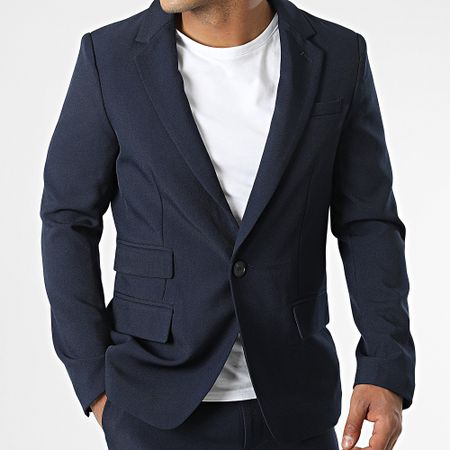 Frilivin - Conjunto de chaqueta blazer y pantalón chino azul marino