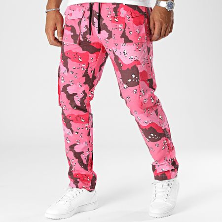 John H - Pantalón Cargo Camuflaje Rosa