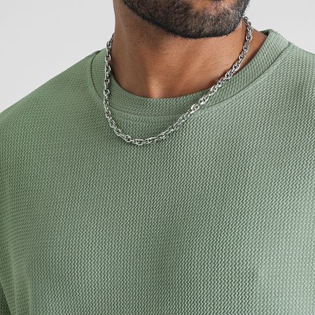 LBO - Textured Waffle Tee Large 0417 Verde caqui claro
