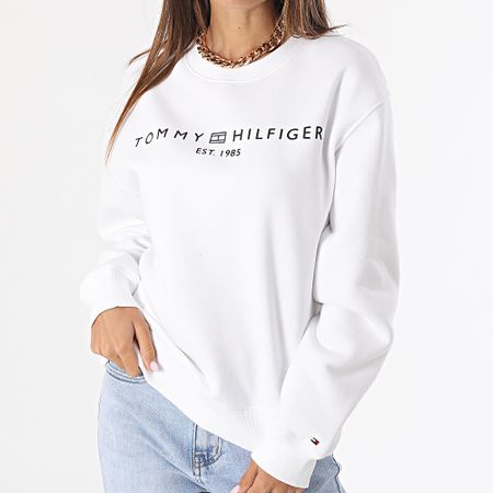 Tommy Hilfiger - Sudadera de cuello redondo para mujer Corp Logo 9791 Blanco