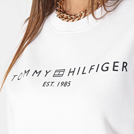Tommy Hilfiger - Sudadera de cuello redondo para mujer Corp Logo 9791 Blanco