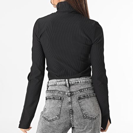 Calvin Klein - Camiseta de cuello alto de manga larga negra para mujer 2014