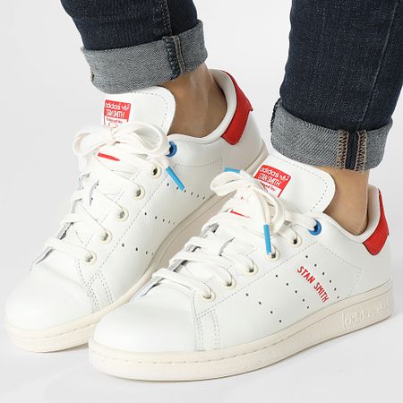Adidas Originals - Stan Smith Zapatillas Mujer ID4542 Nube Blanco Rojo Azul Brillante
