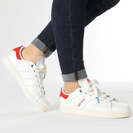 Adidas Originals - Stan Smith Zapatillas Mujer ID4542 Nube Blanco Rojo Azul Brillante