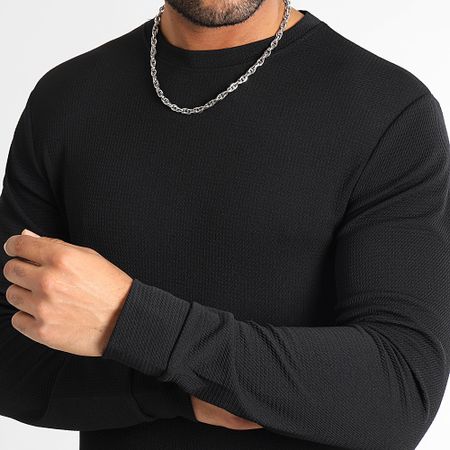 LBO - Textured Long Sleeve Tee Waffle 0552 Negro