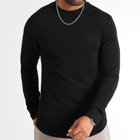 LBO - Textured Long Sleeve Tee Waffle 0552 Negro