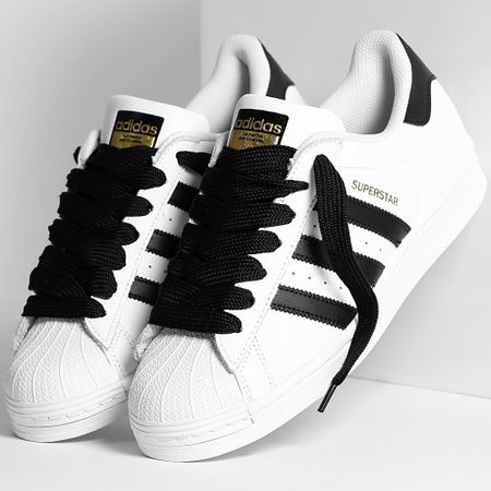 Adidas Originals - Zapatillas Superstar EG4958 White Core Black x Superlaced grandes cordones negros
