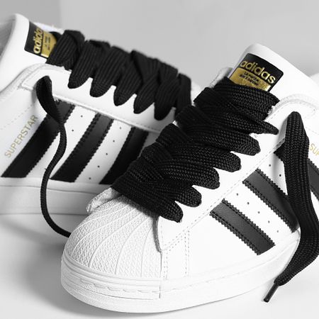 Adidas Originals - Zapatillas Superstar EG4958 White Core Black x Superlaced grandes cordones negros