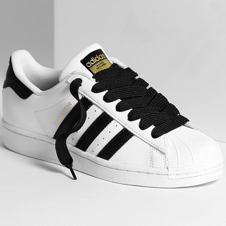 Adidas Originals - Zapatillas Superstar EG4958 White Core Black x Superlaced grandes cordones negros