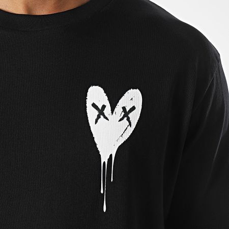 Luxury Lovers - Camiseta Oversize Large Heart Series Small Blanco Negro