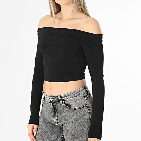 Only - Fano Women's Long Sleeve Crop Top Negro