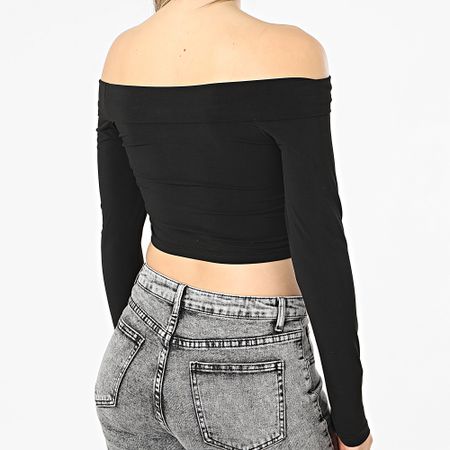 Only - Fano Women's Long Sleeve Crop Top Negro