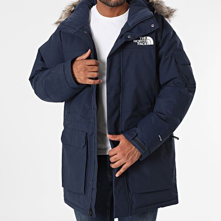 The North Face - Parka con capucha de piel azul marino McMurdo