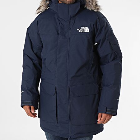 The North Face - Parka con capucha de piel azul marino McMurdo