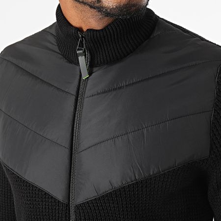 Jack And Jones - Chaqueta híbrida negra de punto con cremallera